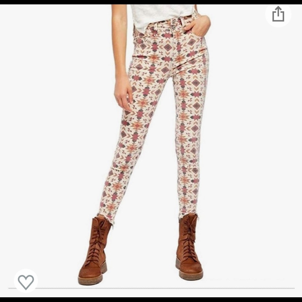Free People We the Free Wild Child Printed Skinny Jeans 28